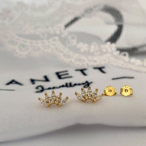 Gold Stud Earrings, 925 Sterling Silver Stud, Cubic Helix Stud, Lobe Piercing, Ear Stack, Butterfly stud, 18k gold Stud, Cartilage, Tragus