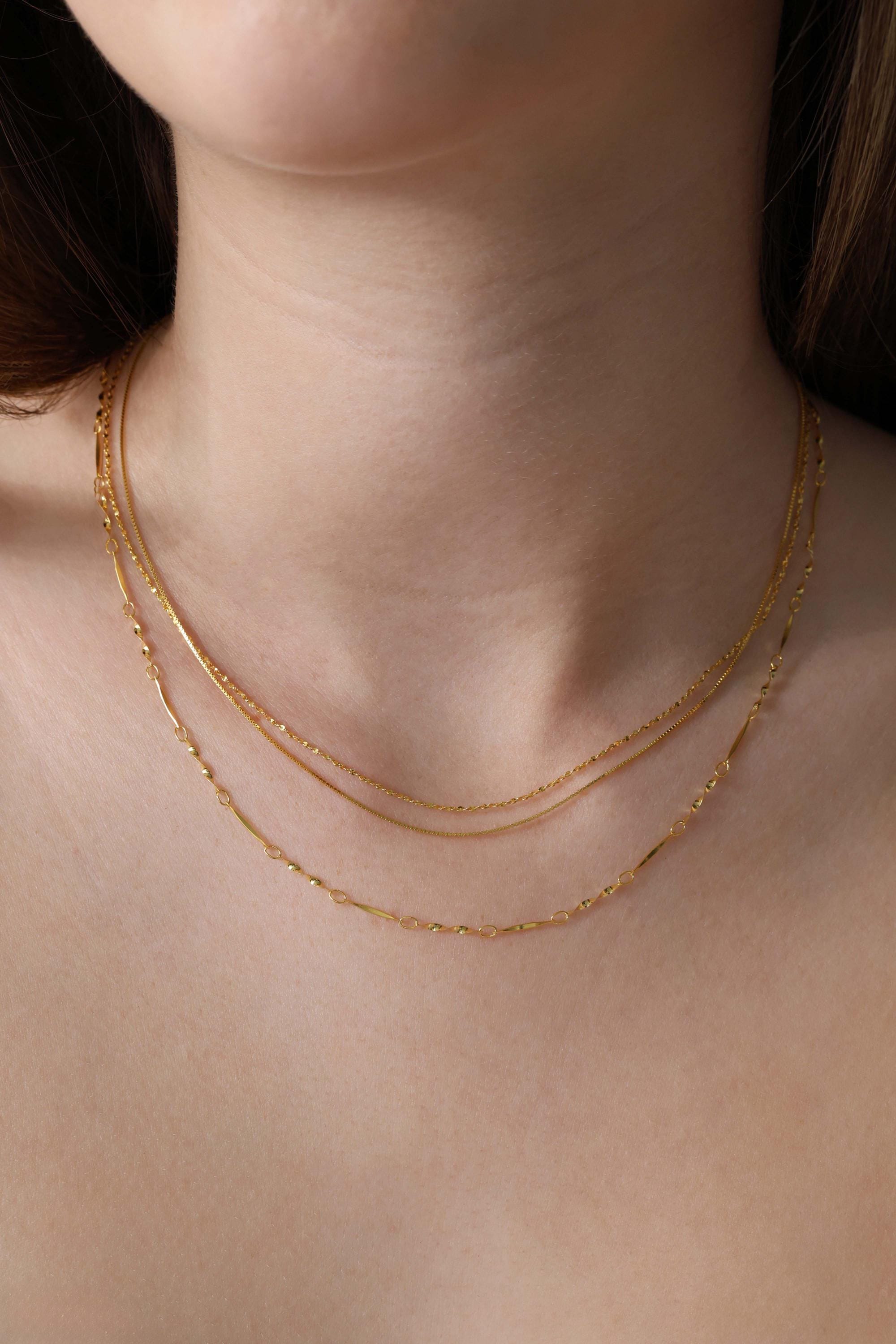 Dainty Gold Chain Necklace, 925 Sterling Silver, Snake, Wave, Box, Twist, Basic Necklace, Chocker, 18K Gold Plated, Gift for Her, Minimalist