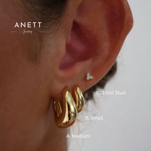 Chunky Gold Twist Hoop Earrings, Thick Gold Hoop Medium Small, Chubby Gold Hoop, Waterdrop Gold Hoop, Gift for her, Christmas gift