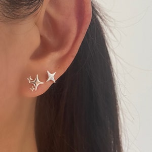 Star Stud Earrings in Sterling Silver, Dainty Silver Stud, Minimalist Silver Stud, Silver Star Earrings, Tragus earring, Small conch earring