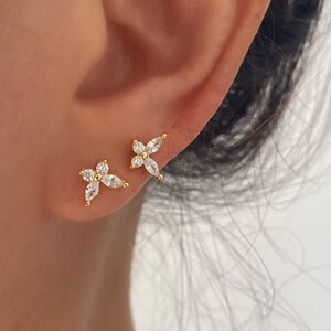 Gold Stud Earrings, 925 Sterling Silver Stud, Cubic Helix Stud, Lobe Piercing, Ear Stack, Butterfly stud, 18K gold Stud, Gift for Her
