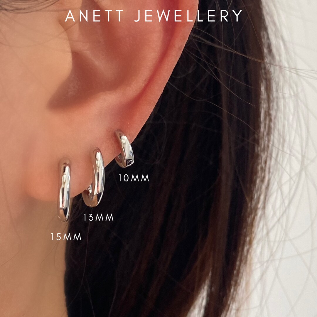 Basic Silver Hoop Earrings, Sterling Silver Huggie Hoops, Simple ...