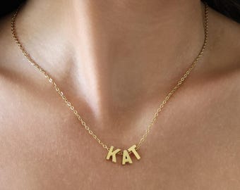 Gold Letter Pendant Necklace: Stainless Steel Initial Chain