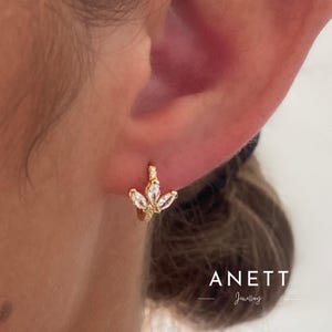 Diamond CZ  Huggie Hoop Gold Silver Earrings, 925 Sterling Silver Earrings, Gift for Her, Minimalist earring, Marquise Huggie Hoop