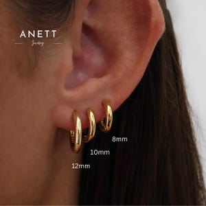 Basic Gold Huggie Hoop Earrings, Gold Hoop Earrings, 8mm 10mm 12mm hoops, Basic Everyday Earrings, Sleeper earrings, 925 Sterling Silver