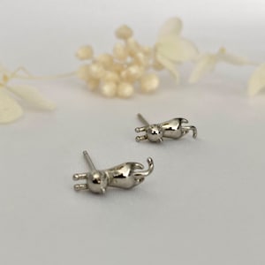 Pussy Cat Stud Earrings in Sterling Silver Dainty Silver Stud, Minimalist Silver Stud, Silver Cat Earrings,  Nature Inspired Earrings, Helix