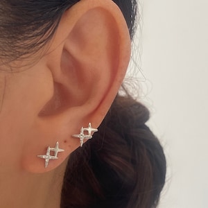 Twinkle Star Stud Earrings in Sterling Silver, Dainty Silver Stud, Minimalist Silver Stud, Silver Star Earrings, Small earring, Gift for Her