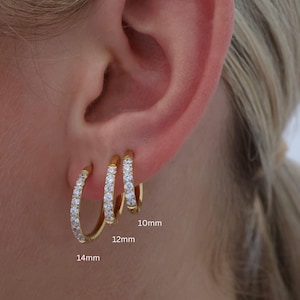 Water Proof Basic Stainless Steel Hoop Earrings, Cubic Pave Stainless Steel Hoop, Silver Hoop, Gold Hoops, Tarnish Free, Hypoallergenic