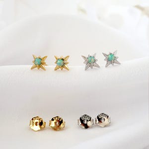 Star Opal Gold Stud Earrings, Opal Stud, Opal Gold Silver Stud, 18k gold plated, Small Gold Stud, Helix stud, Opal Earrings, Gift for her