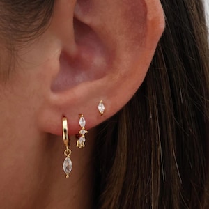 Dainty Crystal Earring 3 Pair Set, 925 Sterling Silver, Gold Earring Stacks, Silver 3 Pair Earring Stacks, Birthday Gift, Gift for Mum