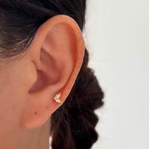 Gold Stud Earrings, 925 Sterling Silver Stud, Tiny Helix Zircon Stud Earrings, CZ dainty earrings, small stud, Minimalist Stud, Basic Stud