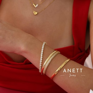 4mm Gold and Silver Tennis Bracelet – AAAAA CZ, Dainty & Elegant Gift for Her