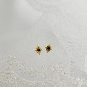 925 Sterling Silver Gold Stud, Dainty NorthStar Blue Stud, Basic Stud Earrings, Helix Stud, Cartilage Stud, Minimalist Stud, 18k plated