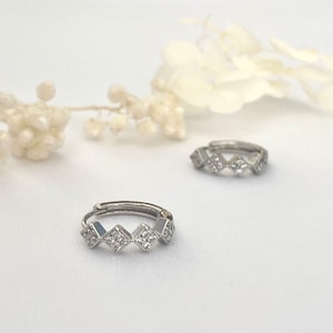 Sterling Silver Hoop Earrings, Sparkle Silver Hoops, 15mm Silver Hoops, Bridal Earrings, Gift for Her, White Gold Earrings, Everyday Earring