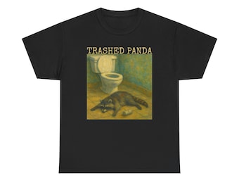 Trash Panda Kunstwerk T-Shirt | Waschbärillustration, Vintage Badezimmerszene