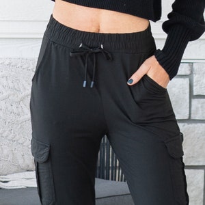 Women Plain Pockets Cargo Sweatpants Hip Hop Jogger Active Workout Pants  Casual