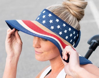 Americana Rollable Visor, 4th of July Straw Hat