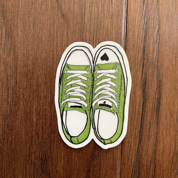 Proceeds Donated to END GUN VIOLENCE, Green Converse, Vinyl Sticker, 2 X 1.14, 2.14” x 3”