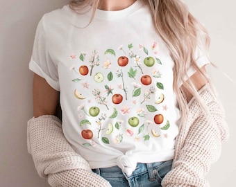 Cottagecore vintage apple shirt, foodie gardening gift, farmers market tee, cottagecore clothing t-shirt, gardening lover, vegan gift