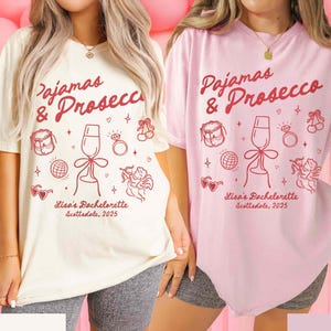 Pjs and Prosecco Bachelorette Shirt, Custom Pajamas and Prosecco Shirts for Bridal Party, Girls Night Gift, Girls Gone Mild Casual Bach Tee