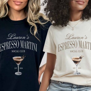 Custom espresso martini lover, personalised bachelorette party shirt, cute drinking shirt, martini crewneck tshirt, funny drinking crewneck