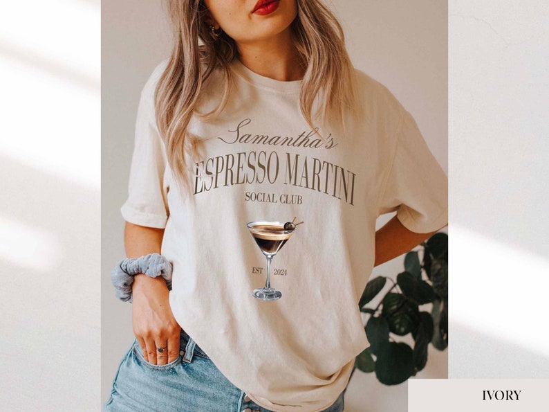 Custom espresso martini lover, personalised bachelorette party shirt, cute drinking shirt, martini crewneck tshirt, funny drinking crewneck