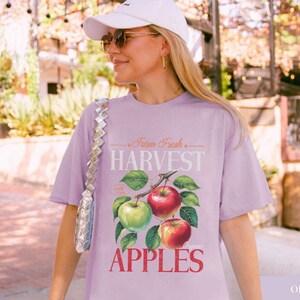 Apple Harvest Farm Fresh Produce Shirt Vintage Fruit Crate Graphic Tee Apple Orchard Shirt Nostalgia Retro Aesthetic Farmers Market Tee