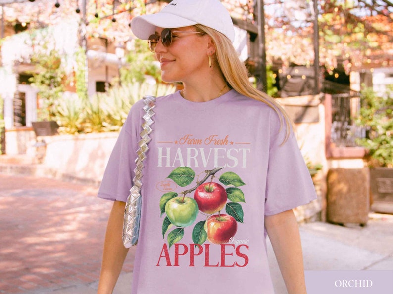 Apple Harvest Farm Fresh Produce Shirt Vintage Fruit Crate Graphic Tee Apple Orchard Shirt Nostalgia Retro Aesthetic Farmers Market Tee