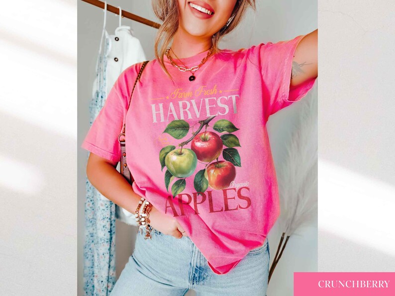 Apple Harvest Farm Fresh Produce Shirt Vintage Fruit Crate Graphic Tee Apple Orchard Shirt Nostalgia Retro Aesthetic Farmers Market Tee