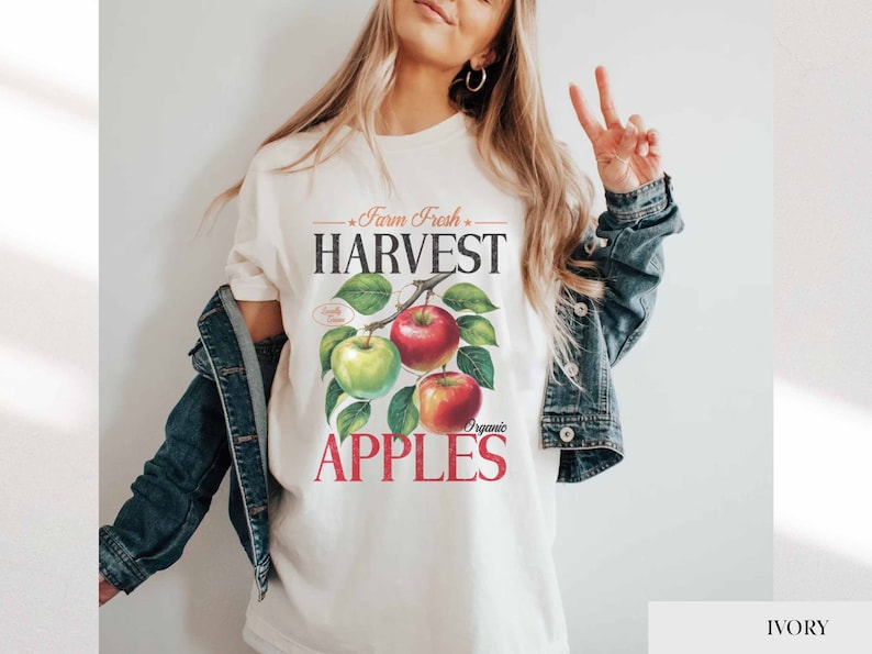 Apple Harvest Farm Fresh Produce Shirt Vintage Fruit Crate Graphic Tee Apple Orchard Shirt Nostalgia Retro Aesthetic Farmers Market Tee