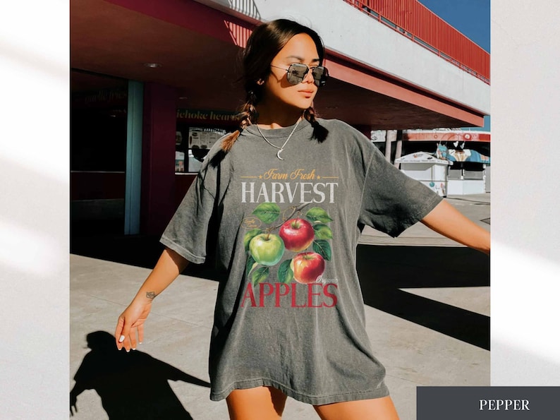 Apple Harvest Farm Fresh Produce Shirt Vintage Fruit Crate Graphic Tee Apple Orchard Shirt Nostalgia Retro Aesthetic Farmers Market Tee