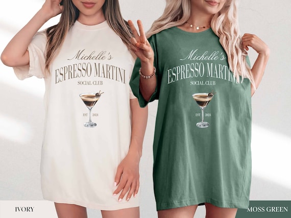 Custom espresso martini lover, personalised bachelorette party shirt, cute drinking shirt, martini crewneck tshirt, funny drinking crewneck