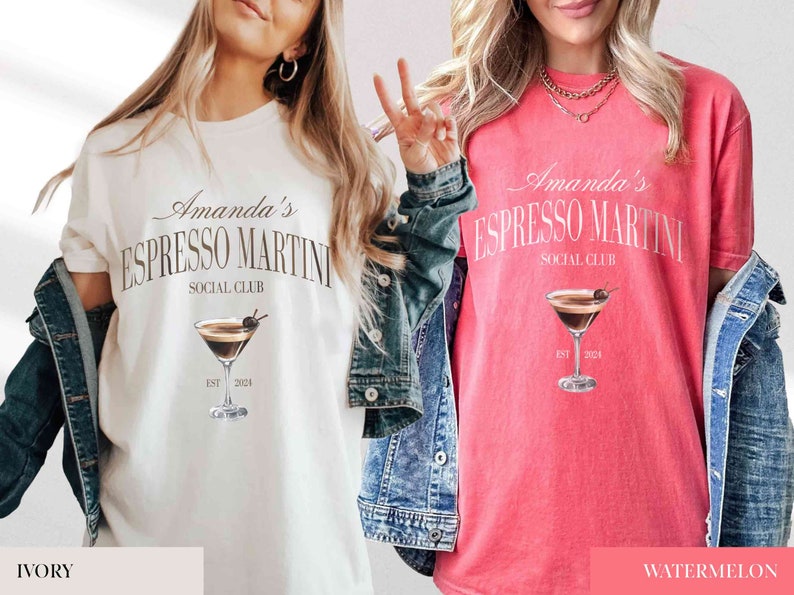 Custom espresso martini lover, personalised bachelorette party shirt, cute drinking shirt, martini crewneck tshirt, funny drinking crewneck