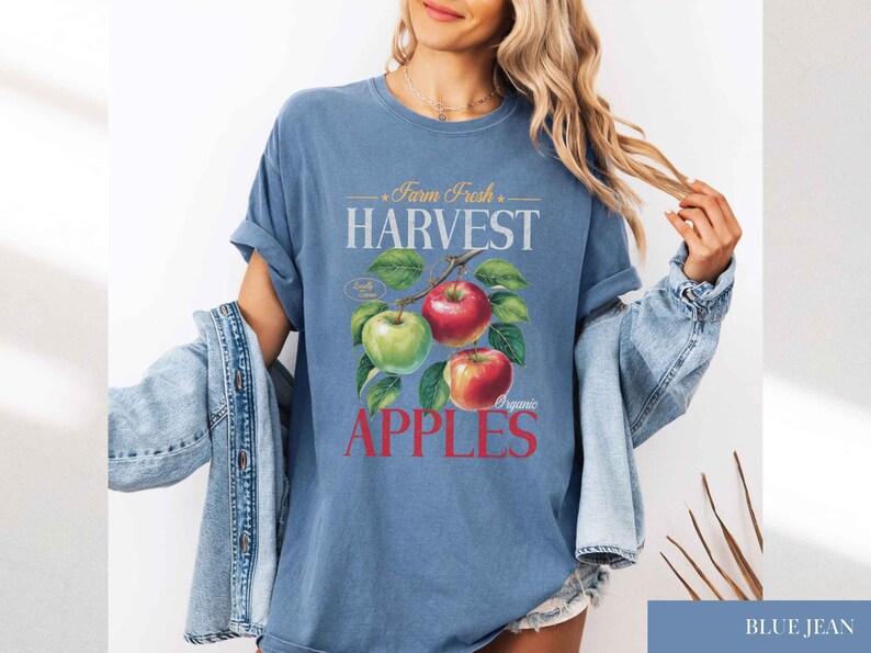 Apple Harvest Farm Fresh Produce Shirt Vintage Fruit Crate Graphic Tee Apple Orchard Shirt Nostalgia Retro Aesthetic Farmers Market Tee