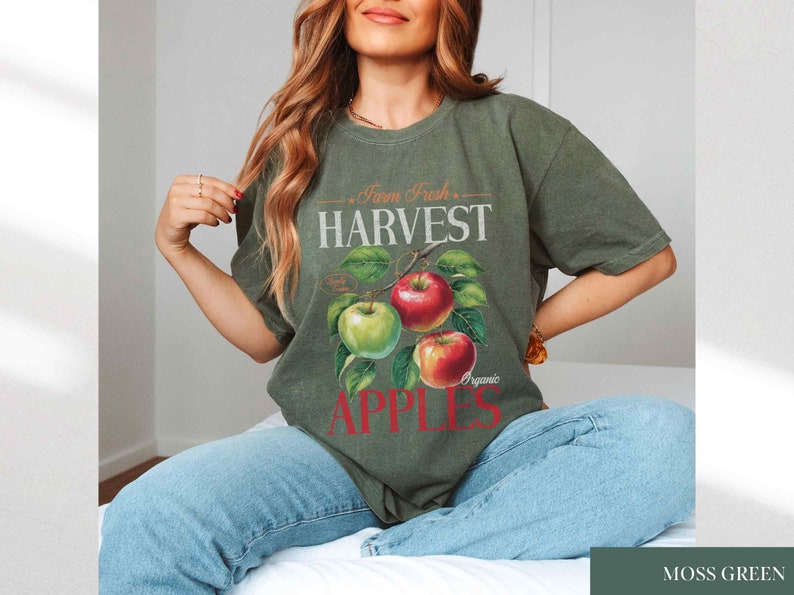 Apple Harvest Farm Fresh Produce Shirt Vintage Fruit Crate Graphic Tee Apple Orchard Shirt Nostalgia Retro Aesthetic Farmers Market Tee