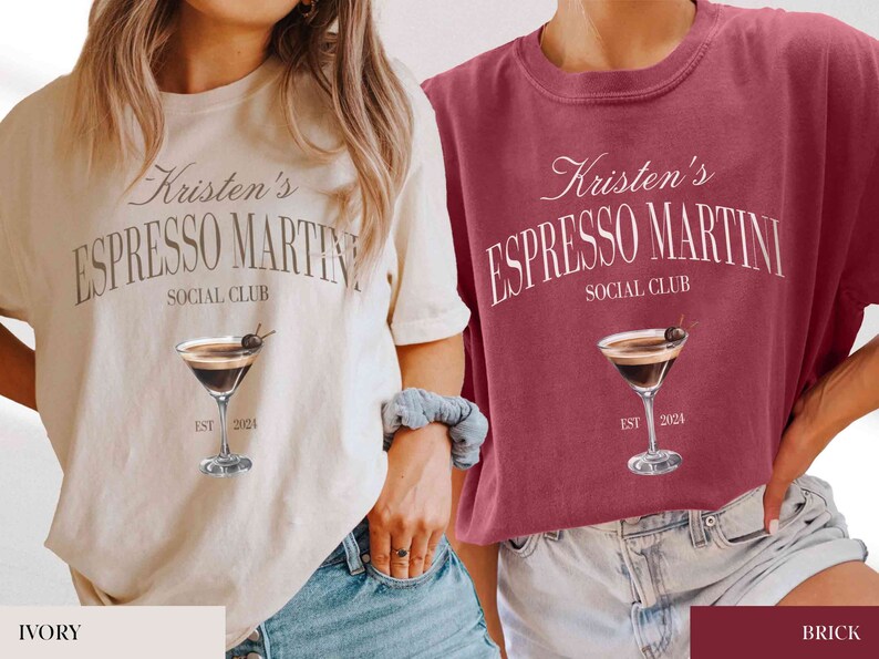 Custom espresso martini lover, personalised bachelorette party shirt, cute drinking shirt, martini crewneck tshirt, funny drinking crewneck