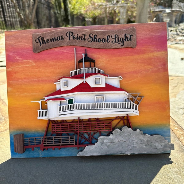 Thomas Point Shoal Lighthouse, Digital File SVG, Laser Cut File SVG, Glowforge, Housewarming Gift, Multilayer Design, Maritime, Ship Decor