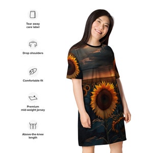 Amber&#39;s Sunflowers T-shirt dress(3X-6X)