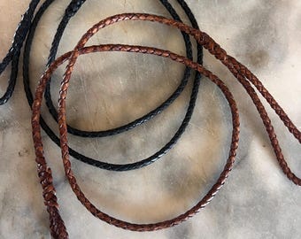Braided Leather Lead: Black or Brown
