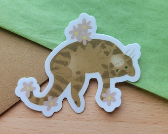Brown Tabby Cat Matte Vinyl Sticker