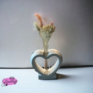 Aus Keraflott gegossene  Reagenzglas Vase mit Trockenblumen, Valentinstag, Geschenkset, Trockenblumen.