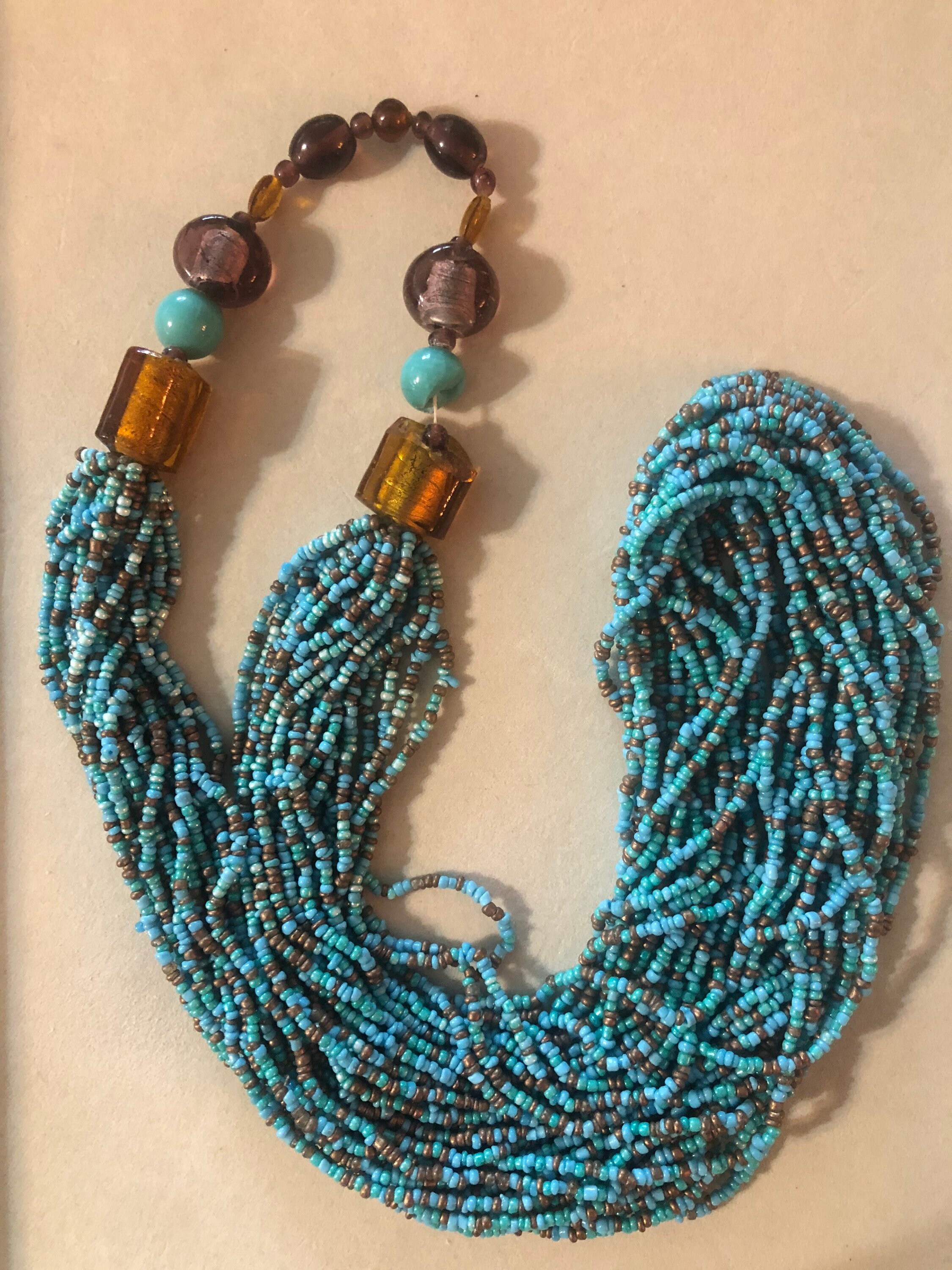 Glass seed bead necklace deals