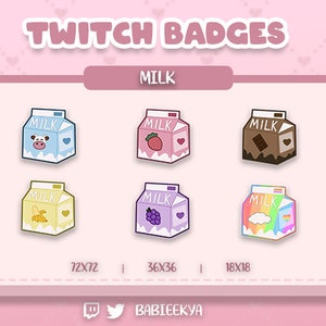 MILK CARTON BADGES for Twitch, YouTube, Kick, Discord | Bit Badges | Cheer Badges | Twitch Sub Badges | Stream Badges|  Milk | Cute