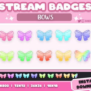 Bow Badges for Twitch , Kick, Discord | Instant Download | Bit Badges | Cheer Badges | Sub Badges | Stream Badges | Cute | Kawaii