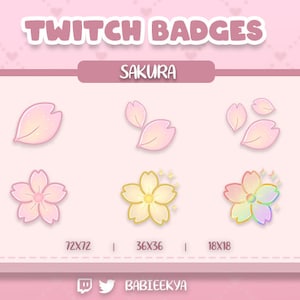 Sakura Badges for Twitch , Discord | Instant Download | Bit Badges | Cheer Badges | Sub Badges | Stream | Pink Cute Flower | Cherry Blossom