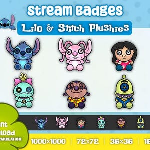 Insignias de peluche de Stitch para Twitch, Kick y Discord / Descarga instantánea / Insignias de bits / Insignias de porras / Insignias de suscripción / Insignias de transmisiones / Lindos / kawaii