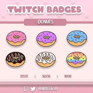 DONUT BADGES for Twitch, Youtube, Discord | Bit Badges | Cheer Badges | Twitch Sub Badges | Donut | Cute | Sweet
