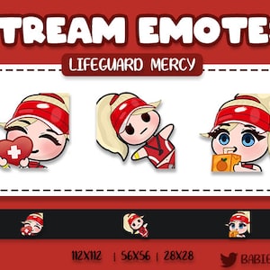 Lifeguard Mercy Emotes Set Bundle for Twitch | Streamers | Discord | Youtube | Kawaii | Cute | Chibi