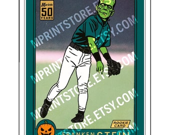 Frankenstein Parody Baseball Card Horror Art 2025 Artwork Trading Card by MPRINTS