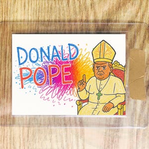 Cartão colecionável infantil de arte colorida, edição limitada, Donald Pope e Donald Trump, 2500 unidades